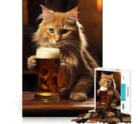 Puzzle da 1000 pezzi per adulti con gatto e birra,gioco di precisione e divertente per sviluppare le capacità mentali,ideale per momenti di relax e come regalo di Natale (38x52cm)