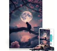 Puzzle da 1000 pezzi per adulti con gatto e luna,gioco di incastro divertente e stimolante,regalo perfetto per il tempo libero e il relax,ideale per Natale (38x26cm)