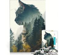Puzzle da 1000 pezzi per adulti con gatto e natura, gioco rilassante, impegnativo da completare, lista dei desideri con Babbo Natale 38x52cm
