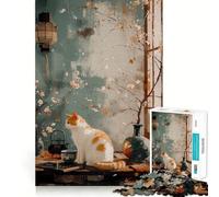 Puzzle da 1000 pezzi per adulti con gatto e paesaggio vintage,gioco di logica a incastro preciso,divertente giocattolo,gioco gratuito,regalo di compleanno (38x26cm)