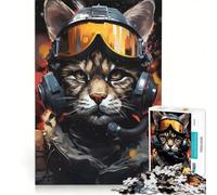 Puzzle da 1000 pezzi per adulti con gatto e vecchio pilota di jet, gioco rompicapo, impegnativo da completare, per rafforzare l'amore tra le coppie 50x75cm