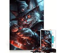 Puzzle da 1000 pezzi per adulti con gatto,fuoco e mago,taglio preciso,arte creativa,gioco per la mente,svago,divertimento,regalo di compleanno (38x52cm)