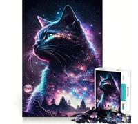 Puzzle da 1000 pezzi per adulti con gatto,galassia,taglio netto,gioco di concentrazione,regalo,gioco per il tempo libero,scena natalizia (38x26cm)