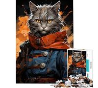 Puzzle da 1000 pezzi per adulti con gatto guerriero un gioco avvincente per coltivare la pazienza ideale per tutta la famiglia antistress e come regalo di compleanno (dimensioni 38x52cm)