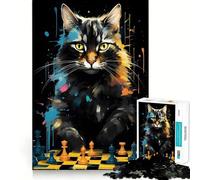 Puzzle da 1000 pezzi per adulti con gatto,maestro di scacchi e ritratto,gioco di logica a incastro perfetto,giocattolo divertente,gioco gratuito,regalo di compleanno (50x75cm)