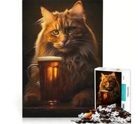 Puzzle da 1000 pezzi per adulti con gatto Maine Coon taverna e birra gioco pratico migliora la memoria compleanni e altre occasioni 50x75cm