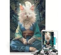 Puzzle da 1000 pezzi per adulti con gatto, monaco, meditazione e misticismo Gioco divertente, interazione genitore-figlio, gioco stimolante, regalo 38x52cm