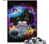 Puzzle da 1000 pezzi per adulti con gatto nella galassia, spazio, cosmo, puzzle in legno, rompicapo fai da te impegnativo, gioco interattivo per famiglie, 1000 pezzi(50x75cm)