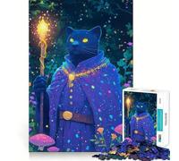Puzzle da 1000 pezzi per adulti con gatto nero e mago,taglio preciso,gioco di logica e pensiero,svago e divertimento,scena natalizia 50x75cm
