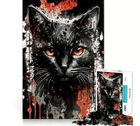 Puzzle da 1000 pezzi per adulti con gatto nero,taglio preciso,divertente,stimolante per la logica e il tempo libero,con soggetto natalizio 38x52cm