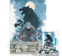 Puzzle da 1000 pezzi per adulti con gatto ninja e ombra del lupo mannaro, gioco divertente, interazione genitore-figlio, gioco stimolante, regalo 38x26cm