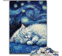 Puzzle da 1000 pezzi per adulti con gatto persiano e cielo notturno,realizzato in legno,un regalo perfetto per il divertimento in famiglia,50x75cm,per feste,compleanni e serate di giochi in famiglia