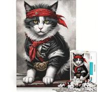 Puzzle da 1000 pezzi per adulti con gatto pirata, gioco per famiglie, attività divertenti da fare in casa, regalo di compleanno, regalo 38x26cm