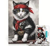 Puzzle da 1000 pezzi per adulti con gatto pirata, gioco pratico, decorazione per la casa, collezione d'artista, belle arti 38x52cm