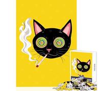 Puzzle da 1000 pezzi per adulti con gatto psichedelico che fuma gioco impossibile ideale per le vacanze a casa per passare il tempo un giocattolo educativo che rafforza l'amore tra le coppie (50x75cm)