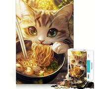 Puzzle da 1000 pezzi per adulti con gatto,ramen,Giappone,taglio preciso,decorazione,gioco di logica,gioco libero,regalo festivo (38x26cm)