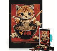 Puzzle da 1000 pezzi per adulti con gatto,ramen,Giappone,taglio senza soluzione di continuità,gioco di risoluzione di problemi,gioco casual,scena natalizia (50x75cm)