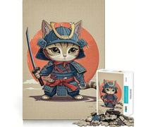 Puzzle da 1000 pezzi per adulti con gatto samurai,taglio giapponese,disegno nitido,sfida per la mente,divertente gioco per il tempo libero,regalo di compleanno (38x52cm)