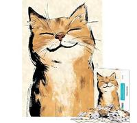 Puzzle da 1000 pezzi per adulti con gatto sorridente sumi-e acquerello gioco stimolante rilassante regalo per donne ottimo regalo e giocattolo (dimensioni 38x52cm)