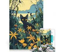 Puzzle da 1000 pezzi per adulti con gatto vintage e gigli Gioco pratico per migliorare la memoria Ideale come regalo per tutta la famiglia 38x52cm