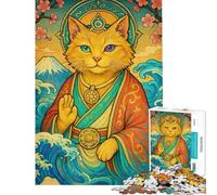 Puzzle da 1000 pezzi per adulti con gatto zen e paesaggio giapponese gioco pratico per adulti decorazione per la casa regalo di compleanno regali (dimensioni 50x75cm)