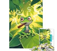 Puzzle da 1000 pezzi per adulti con geco rilassante e sigaro ideale per tutta la famiglia Gioco stimolante regalo perfetto e antistress (dimensioni 38x26cm)