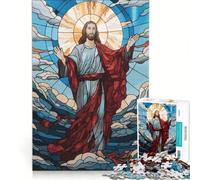 Puzzle da 1000 pezzi per adulti con Gesù Cristo in stile vetrata gioco impossibile analisi e logica per rafforzare l'amore tra le coppie 38x52cm