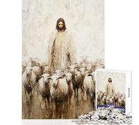 Puzzle da 1000 pezzi per adulti con Gesù il Buon Pastore gioco rompicapo educativo per la casa decorazione e antistress (38x26cm)