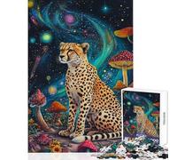 Puzzle da 1000 pezzi per adulti con ghepardo nel cosmo - Gioco impossibile per passare il tempo in casa giocattolo educativo per rafforzare l'amore tra le coppie (38x26cm)