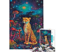 Puzzle da 1000 pezzi per adulti con ghepardo nel mondo dei sogni gioco educativo per famiglie sfida regalo di Babbo Natale segreto migliora la memoria (dimensioni 38x52cm)