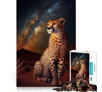 Puzzle da 1000 pezzi per adulti con ghepardo sotto un cielo stellato,taglio preciso,gioco creativo,giocattolo rilassante,regalo di Natale tranquillo (50x75cm)