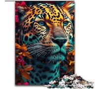 Puzzle da 1000 pezzi per adulti con giaguaro arancione in primo piano. Puzzle da 1000 pezzi per adulti, ideale per decorare casa e ufficio, regalo perfetto per il compleanno (dimensioni 50x75cm).