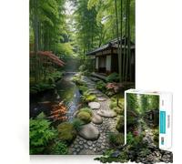 Puzzle da 1000 pezzi per adulti con giardino di bambù giapponese,taglio netto,arte,sfida intelligente,divertente gioco per il tempo libero,decorazione natalizia da parete (38x52cm)