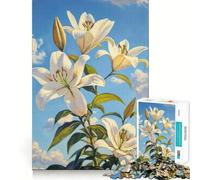 Puzzle da 1000 pezzi per adulti con gigli bianchi in fiore,decorazione elegante e adattabile,attività stimolante per la mente,gioco rilassante,regalo festivo per il tempo libero 38x52cm