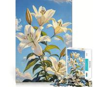 Puzzle da 1000 pezzi per adulti con gigli bianchi in fiore,decorazione elegante e adattabile,attività stimolante per la mente,gioco rilassante,regalo perfetto per le festività 50x75cm