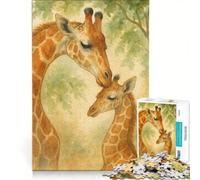 Puzzle da 1000 pezzi per adulti con giraffa ad acquerello mamma e cucciolo gioco rilassante allena la mente e la mano compleanno e Natale 50x75cm