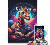 Puzzle da 1000 pezzi per adulti con giraffa colorata cosmica, antistress, difficile, ideale come elemento della lista dei desideri con Babbo Natale 50x75cm
