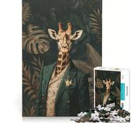 Puzzle da 1000 pezzi per adulti con giraffa elegante e soggetto botanico, gioco per tutta la famiglia, allena la mente e la manualità, ideale come regalo per tutta la famiglia 38x26cm
