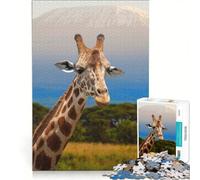 Puzzle da 1000 pezzi per adulti con giraffa sul Kilimangiaro, giocattolo educativo, rilassante e stimolante per la mente, ideale come regalo 50x75cm