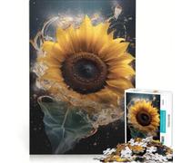 Puzzle da 1000 pezzi per adulti con girasole e gocce d'acqua gioco divertente analisi e logica adatto come decorazione da scrivania 38x26cm