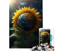 Puzzle da 1000 pezzi per adulti con girasole Terra galassia e sole Gioco divertente ed educativo sfida stimolante regalo perfetto (Dimensioni 50x75cm)