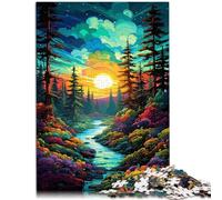 Puzzle da 1000 pezzi per adulti con giungla al tramonto per divertimento durante le attività a casa, regalo di compleanno, regalo di viaggio per bambini dai 14 anni in su, 26 x 38 cm