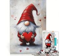 Puzzle da 1000 pezzi per adulti con gnomo di San Valentino che tiene un cuore gioco interattivo allena la mente e la mano ogni pezzo è unico 50x75cm