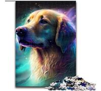 Puzzle da 1000 pezzi per adulti con Golden Retriever in stile fantasy. Puzzle impegnativi per il divertimento in famiglia, perfetti per le vacanze e le serate di gioco interattive (26x38cm).