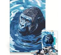 Puzzle da 1000 pezzi per adulti con gorilla blu nell'acqua, arte digitale, gioco per famiglie, difficile e stimolante, regalo di compleanno e unico 38x26cm