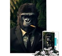 Puzzle da 1000 pezzi per adulti con gorilla boss scimmia e sigaro in giacca e cravatta Giochi rilassanti e coinvolgenti per coltivare la pazienza Regalo di compleanno per divertimento in famiglia