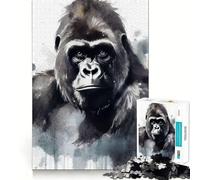 Puzzle da 1000 pezzi per adulti con gorilla dipinto ad acquerello,gioco di memoria divertente,componenti robusti e ben definiti, alleviare lo stress (50x75cm)