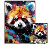 Puzzle da 1000 pezzi per adulti con graffiti artistici del panda rosso. Puzzle impossibili per adulti, ideale come regalo di Natale e decorazione per la casa, 26X38CM/10,23x14,96 pollici.