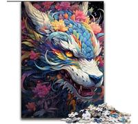 Puzzle da 1000 pezzi per adulti con graffiti colorati e drago volante in legno per il divertimento in famiglia durante i compleanni e le feste di Natale,50x75cm,coinvolgente attività di gioco