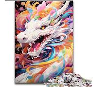 Puzzle da 1000 pezzi per adulti con graffiti colorati e drago volante in legno, regalo perfetto per genitori, amanti e amici - età 14+ 50x75cm per compleanno, vacanze, Natale e Halloween